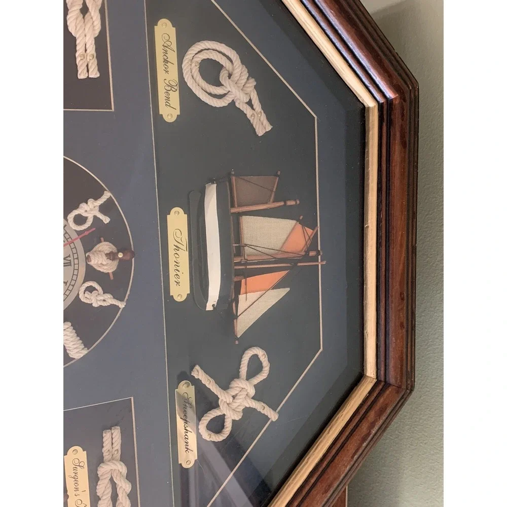 Decorative Wall Clock With Nautical Knots Wall Hanging 3D Shadow Box Ship Decor